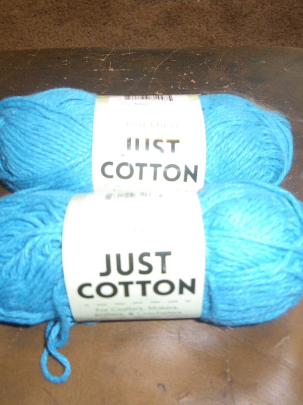 2 Small Skeins Premier Just Cotton Blend Yarn - Color Turquoise - 87 yds ea.